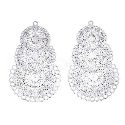 Tarnish Resistant 304 Stainless Steel Filigree Pendants STAS-R102-10P-1
