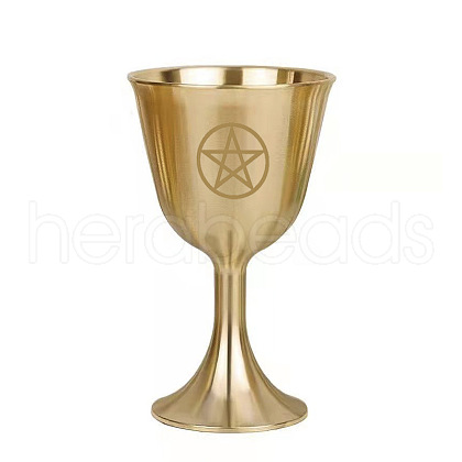 Brass Triple Moon Goddess and Pentagram Altar Goblet Chalice Ornament WICR-PW0001-23A-05-1