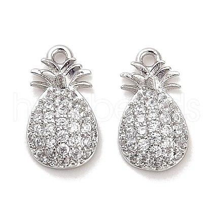 Brass Micro Pave Clear Cubic Zirconia Charms KK-C054-22P-1