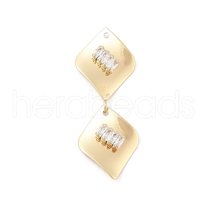Brass Micro Pave Cubic Zirconia Earring Accessory Findings KK-E791-04G-1