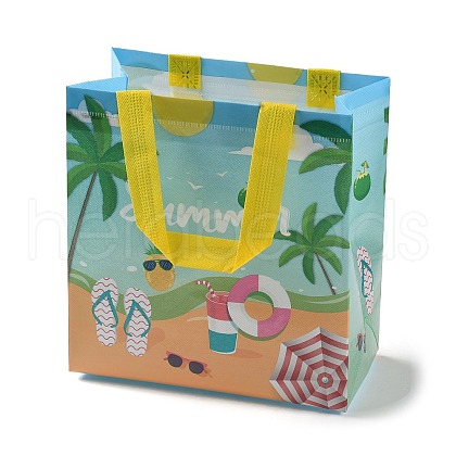 Summer Theme Printed Non-Woven Reusable Folding Gift Bags with Handle ABAG-F009-B01-1