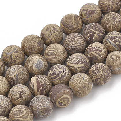 Natural Elephant Skin Jasper/Miriam Stone/Calligraphy Stone Beads Strands G-T106-123-1