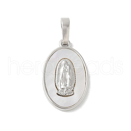 Brass Pave Natural White Shell Pendants KK-S522-07C-P-1