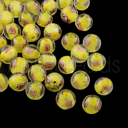 Handmade Luminous Inner Flower Lampwork Beads LAMP-R129-12mm-02-1