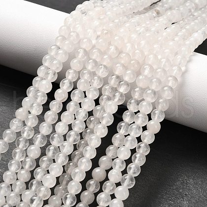 Natural White Jade Round Bead Strands G-P072-08-4mm-1