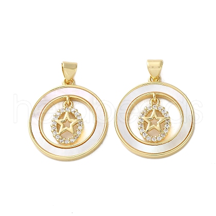 Brass Micro Pave Cubic Zirconia Pendants KK-U070-02A-G-1