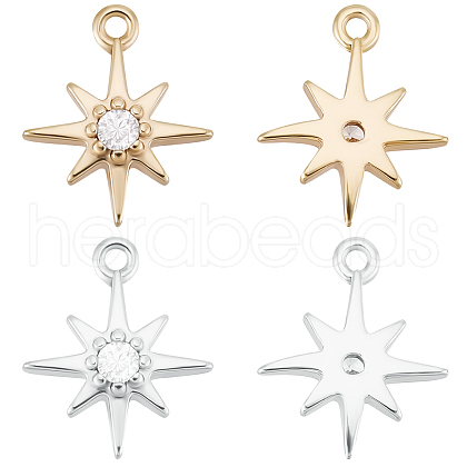 Beebeecraft 20Pcs 2 Colors Brass Clear Cubic Zirconia Charms FIND-BBC0002-16-1