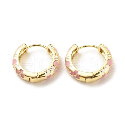 Flower Enamel Hoop Earrings EJEW-G290-03G-F-1