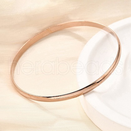 304 Stainless Steel Plain Bangles for Women BJEW-V004-02A-RG-1