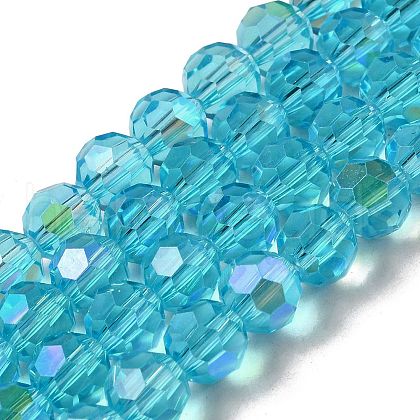 Electroplate Transparent Glass Beads Strands EGLA-A035-T8mm-L08-1