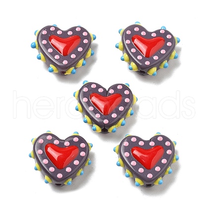 Handmade Lampwork Bumpy Beads Heart X-LAMP-V001-07A-1