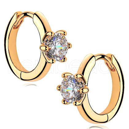 Brass Cubic Zirconia Hoop Earrings FS-WG6F7A1-14-1