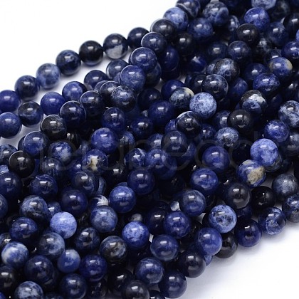 Round Natural Sodalite Beads Strands G-F222-39-10mm-1