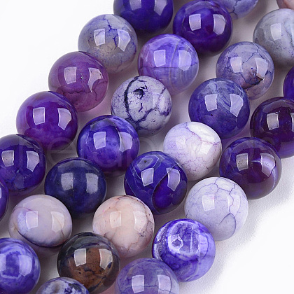 Dyed Natural Agate Beads Strands G-T109-8mm-08-1