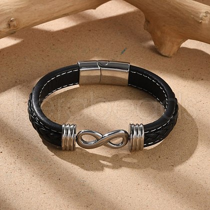 1Pc Braided Microfiber Leather Cord Bracelets for Men BJEW-DJ0001-11-1