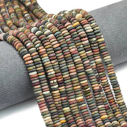 Frosted Natural Picasso Jasper/Polychrome Jasper Beads Strands G-K389-C28-01-1