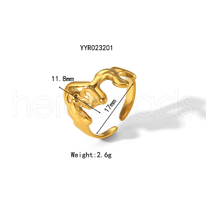 Irregular Hammered Stainless Steel Open Cuff Rings JY9046-8-1