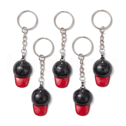5Pcs Baseball Cap Alloy Enamel Keychains KEYC-JKC01058-1