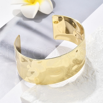 Hammered Brass Cuff Open Bangles BJEW-M060-02G-1