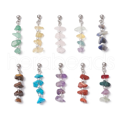 10Pcs 10 Styles Natural & Synthetic Mixed Gemstone Chip Electroplate Non-magnetic Synthetic Hematite Beaded Pendants PALLOY-JF03856-1