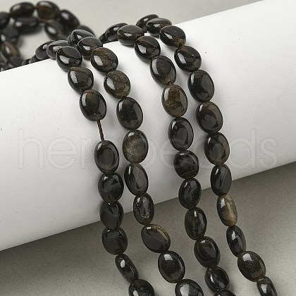 Natural Golden Sheen Obsidian Beads Strands G-Z006-A40-1