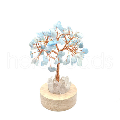 Natural Aquamarine Chips Tree Night Light Lamp Decorations PW-WG63079-08-1