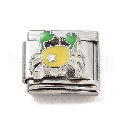Crab 304 Stainless Steel Enamel Connector Charms STAS-L023-006E-1