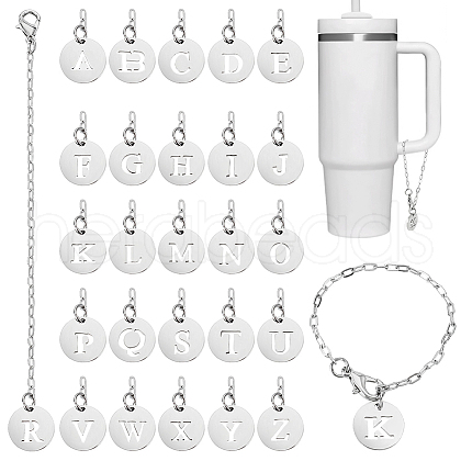 201 Stainless Steel Letter Pendant Decorations HJEW-AB00604-1