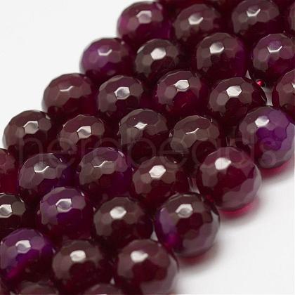 Faceted Natural Agate Beads Strands G-F447-10mm-D02-1