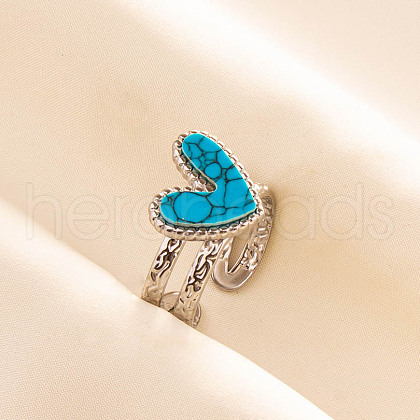 304 Stainless Steel Heart Cuff Rings QJ7925-1-1