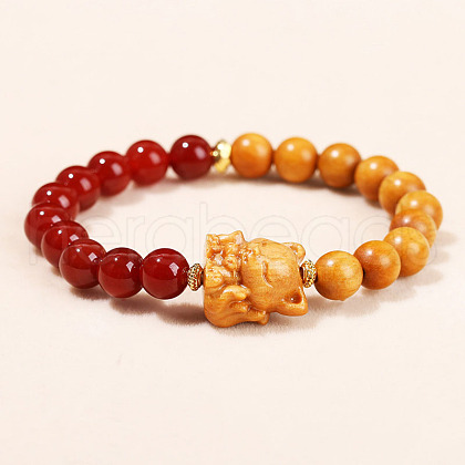 Natural Carnelian Round Beads Stretch Bracelets WG1718F-10-1