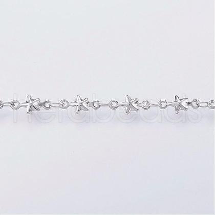 Tarnish Resistant Handmade 304 Stainless Steel Bar Link Chains STAS-G038-19P-1