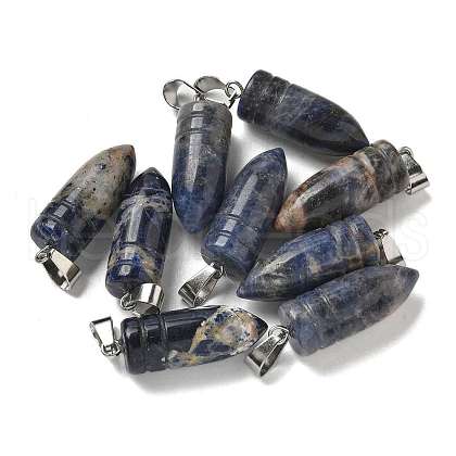 Natural Sodalite Pointed Pendants G-B127-18P-10-1