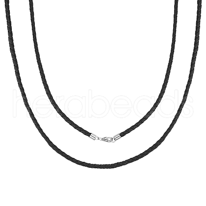 Beebeecraft 2Pcs Braided Round Leather Cord Necklace Making NJEW-BBC0001-19A-01-1