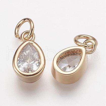 Brass Micro Pave Grade AAA Cubic Zirconia Charms ZIRC-K059-03G-NR-1