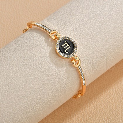 12 Constellations Golden Alloy Rhinestone Bangles for Women WG283F1-11-1