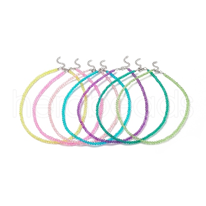 Crackle Glass Beaded Necklace Sets for Women NJEW-JN04194-1