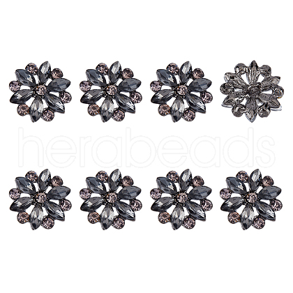 SUPERFINDINGS 8Pcs 1-Hole Alloy Rhinestone Shank Buttons BUTT-FH0001-002-1