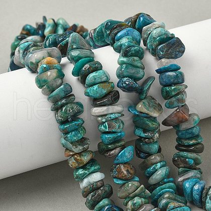 Natural Chrysocolla Chip Beads Strands G-P578-A01-01-1