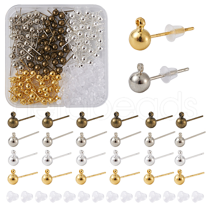 Craftdady Brass Ball Post Stud Earring Findings KK-CD0001-04-1