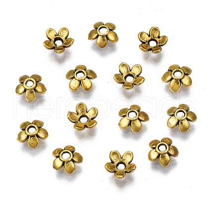 Tibetan Style Alloy Bead Caps TIBEB-S039-017AG-RS-1