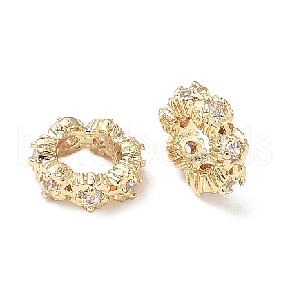 Brass Micro Pave Cubic Zirconia European Beads KK-A254-20G-1