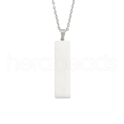 Non-Tarnish Geometric Mirror Stainless Steel Rectangle Pendant Necklaces LQ6179-2-1