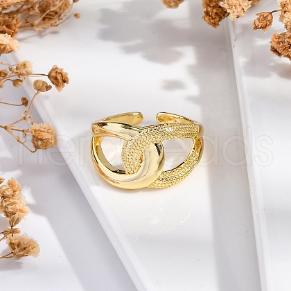 Rack Plating Brass Cuff Finger Rings for Women RJEW-M028-06G-1