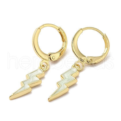 Lightning Bolt Real 18K Gold Plated Brass Dangle Leverback Earrings EJEW-L268-010G-03-1