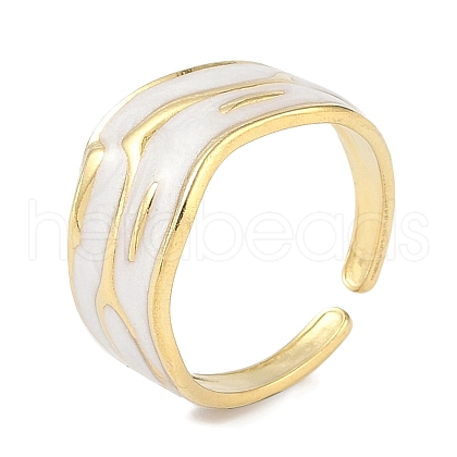 Ion Plating(IP) 304 Stainless Steel Enamel Cuff Finger Rings RJEW-L107-039G-01-1