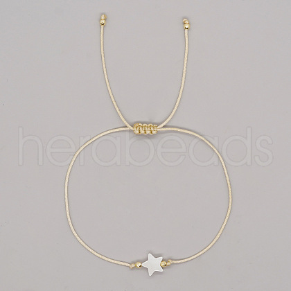 Easter Star Shell & Brass Braided Cord Bracelets OU0830-2-1