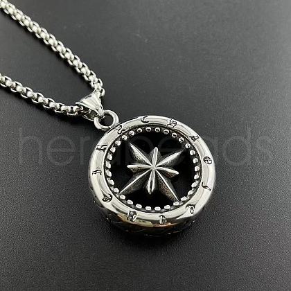 Fashion Eight-pointed Stainless Steel Star Car Wheel Pendant Necklaces for Men IY3062-1