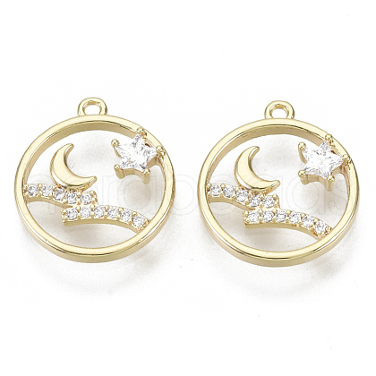 Brass Micro Pave Cubic Zirconia Charms KK-N232-48-NF-1