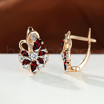 Brass Micro Pave Cubic Zirconia Hoop Earrings WG0C687-06-1